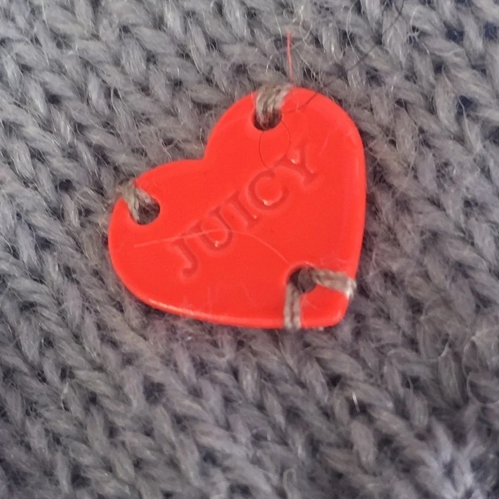 New Juicy Couture Girls Pom Pom Beanie Gray Orange $48